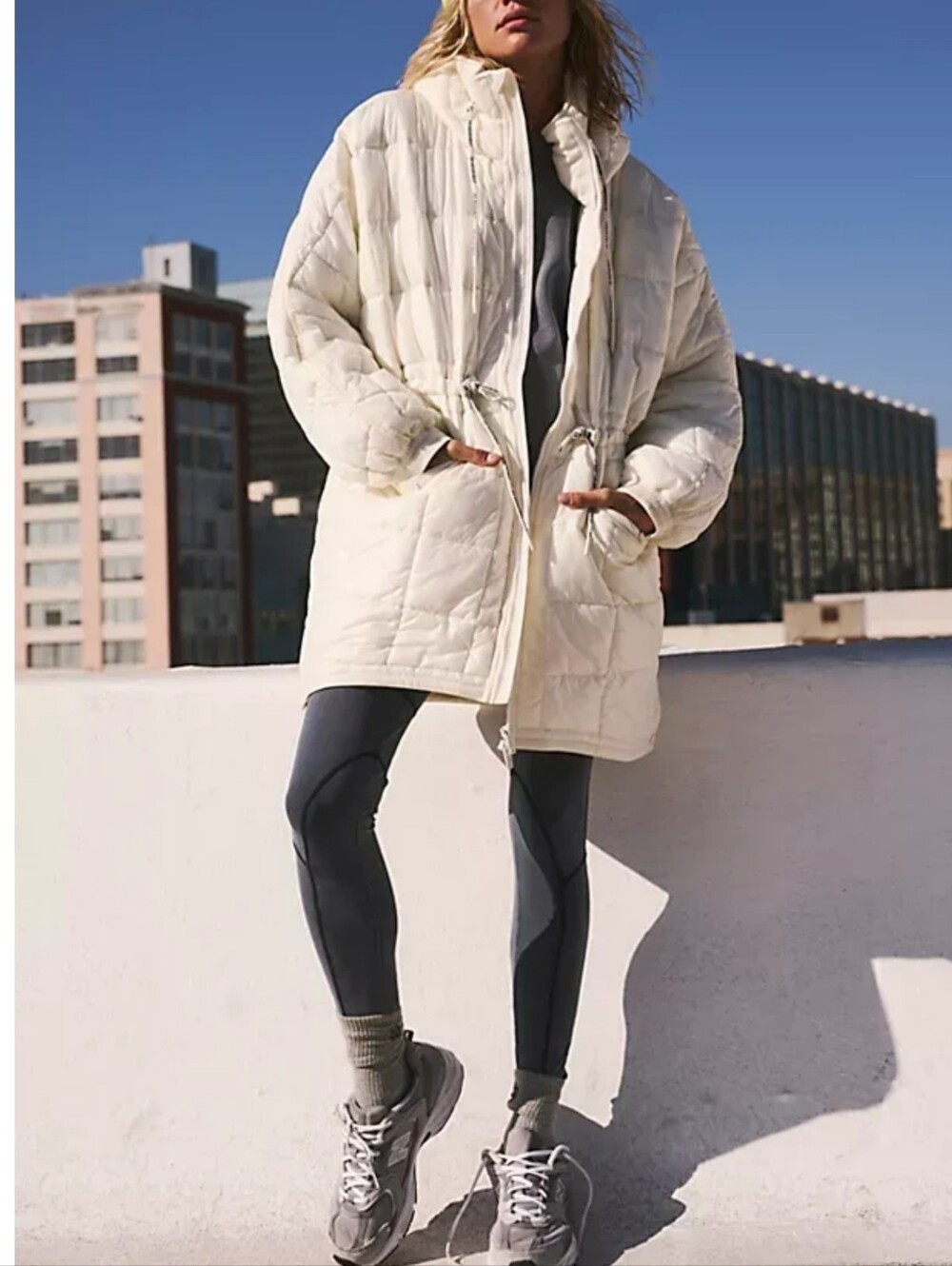Free People Movement Patricia Packable Poncho Puffer coat Ivory